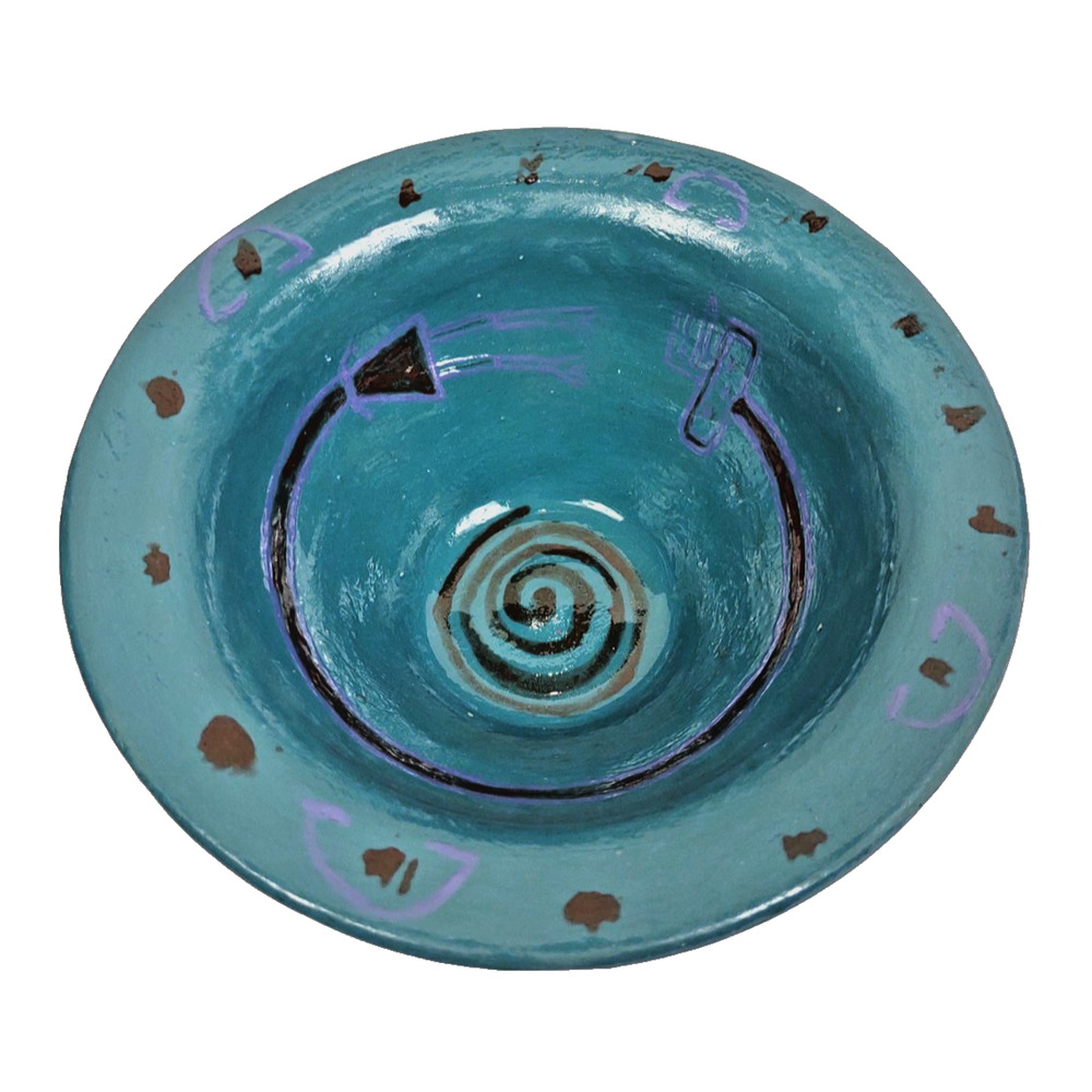 Handmade Studio Pottery Ceramic Stoneware Bowl Glazed Blue Green Purple Electric - Picture 8 of 8